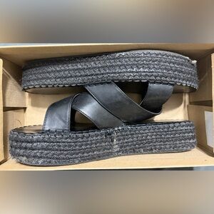 Black Platform Espadrille Slide Sandals - Classic Women's Style